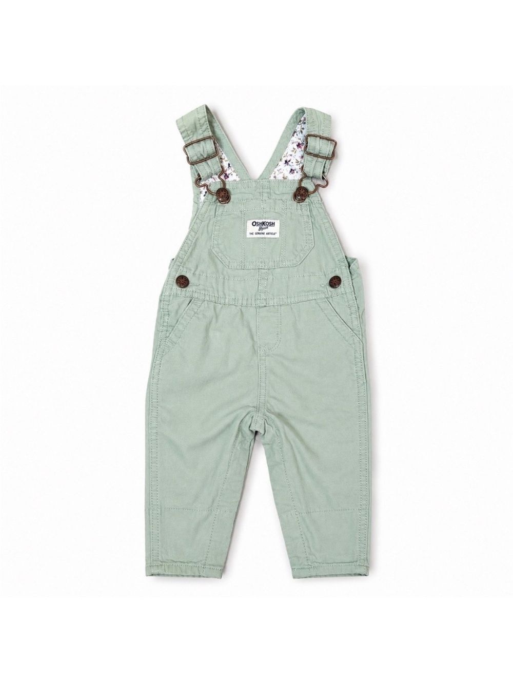 OshKosh B'gosh Green Toddler Overalls w/floral accent